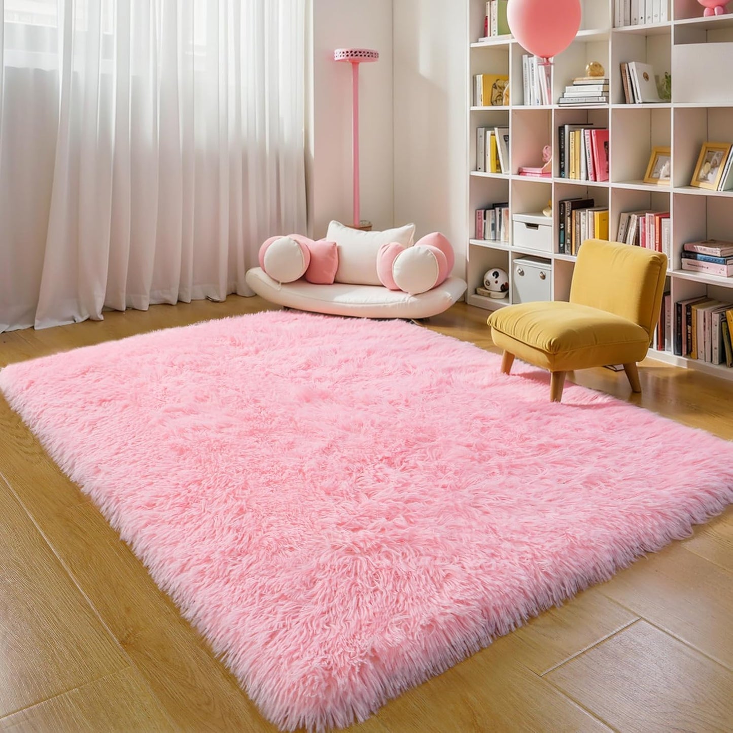 4x6 Light Grey Fluffy Shag Area Rug for Bedroom, Ultra Soft Fuzzy Plush Washable Carpet for Living Room, Modern Cozy Non Skid Furry Shaggy Rug for Kids Baby Boys Nursery Dorm,Tie-Dye Gray