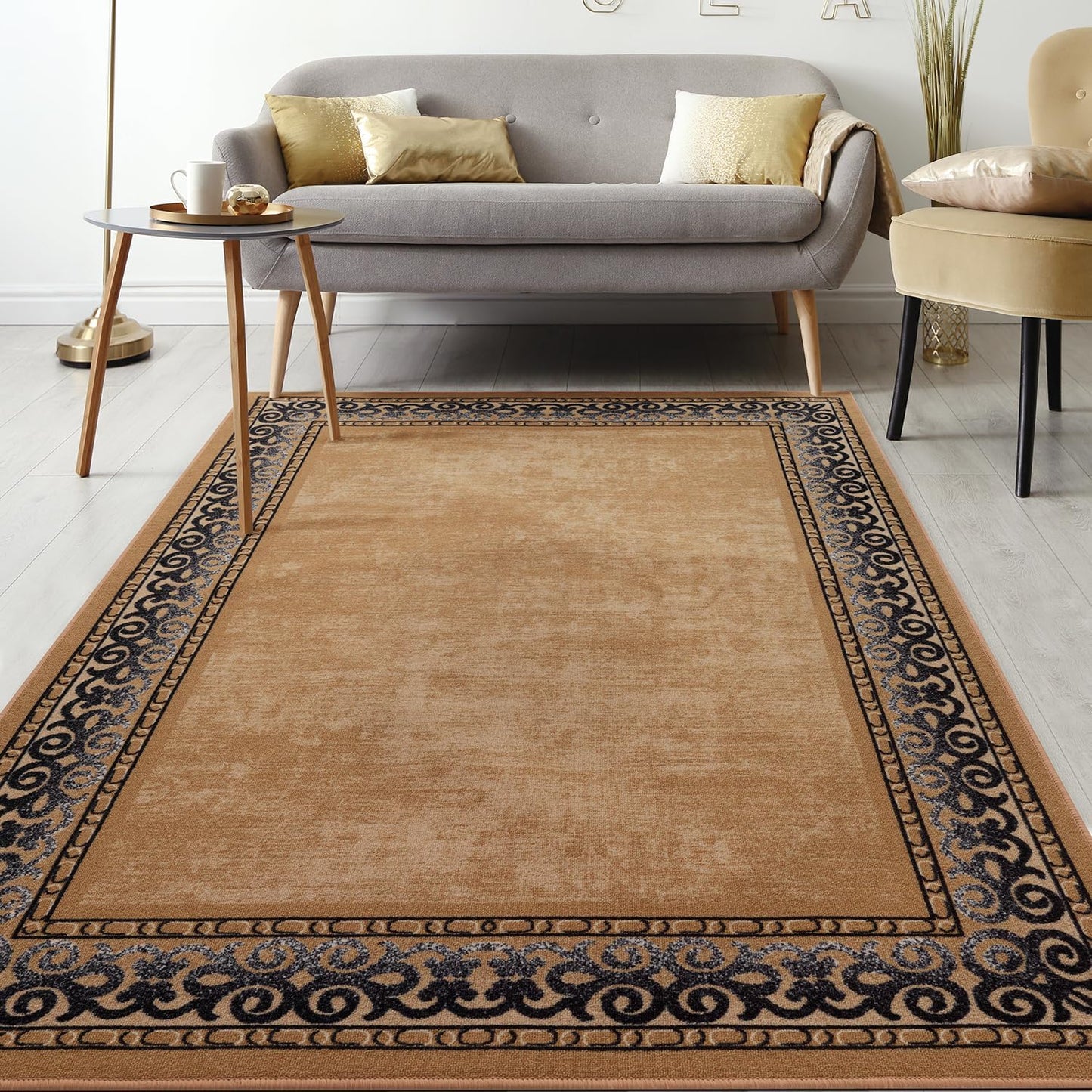 Antep Rugs Alfombras Bordered Modern 5x7 Non-Slip (Non-Skid) Low Pile Rubber Backing Indoor Area Rug (Maroon Red, 5' x 7')