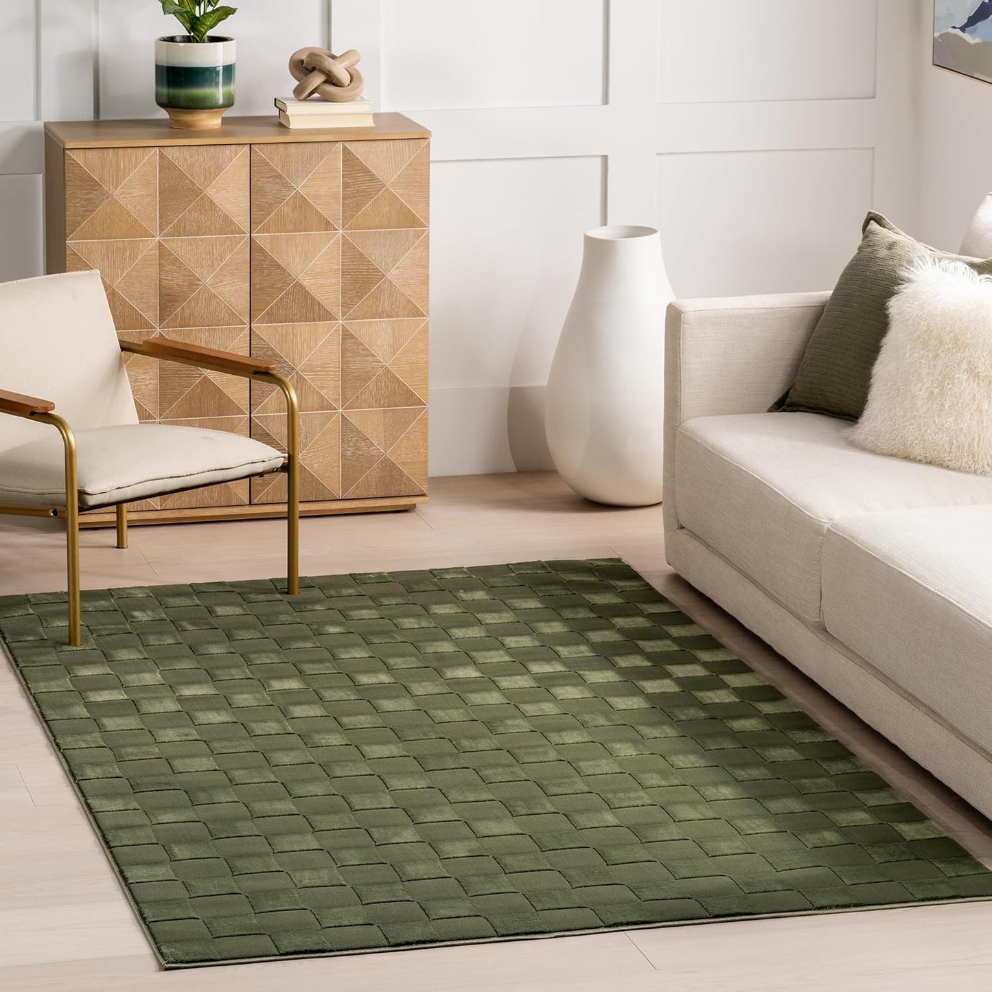 nuLOOM Alaiya Checkered 4x6 Machine Washable Area Rug for Living Room Bedroom Dining Room Kitchen, Green