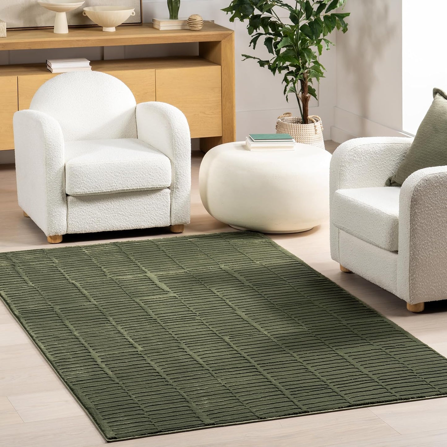 nuLOOM Alaiya Checkered 4x6 Machine Washable Area Rug for Living Room Bedroom Dining Room Kitchen, Green