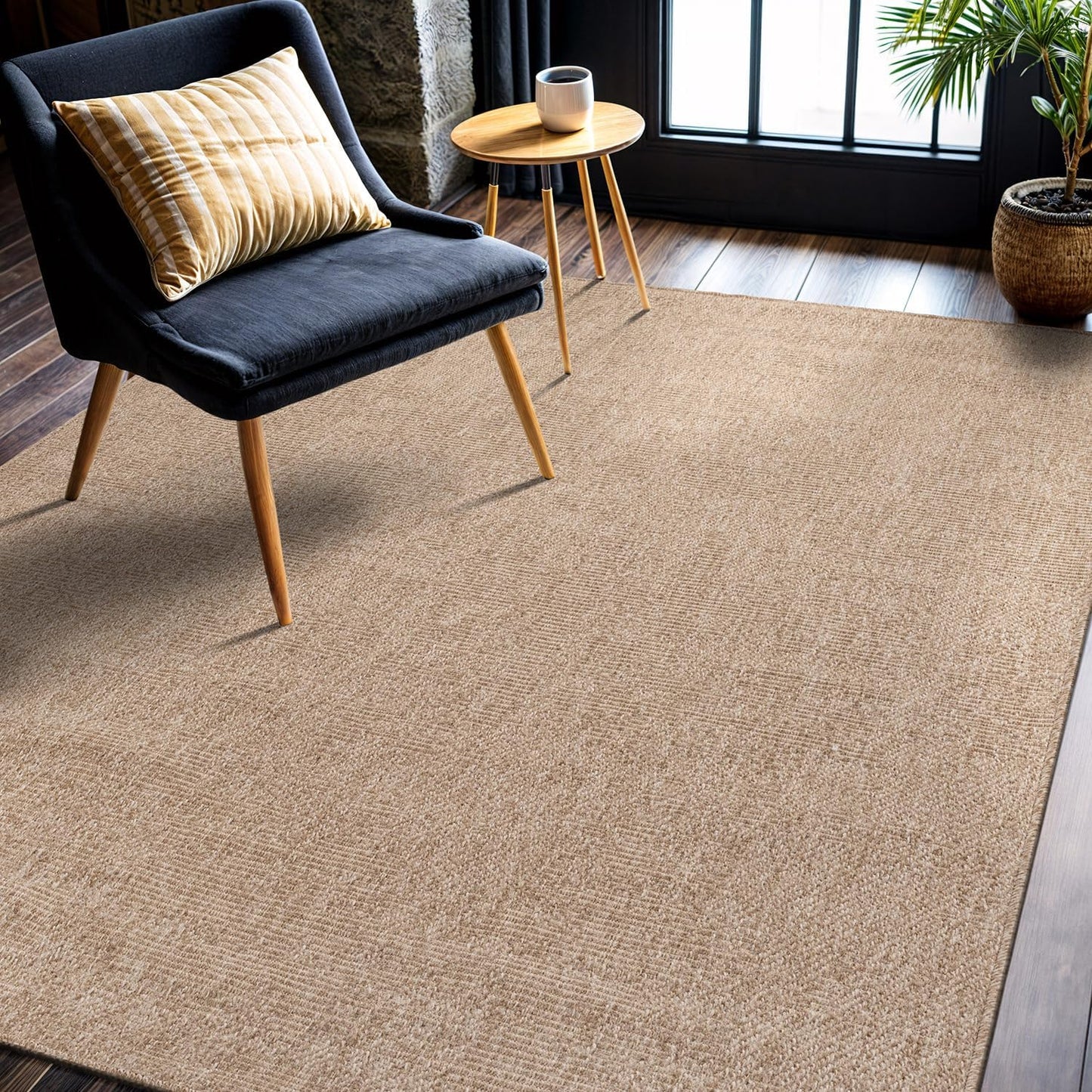 CAMILSON Easy Jute Rug 8x10, Indoor Outdoor Natural Color Fiber Area Rugs for Living Room and Patio Rug Herringbone Seagrass Boho Woven Design Easy-Cleaning Washable Outside Carpet Alfombras 8 x 10