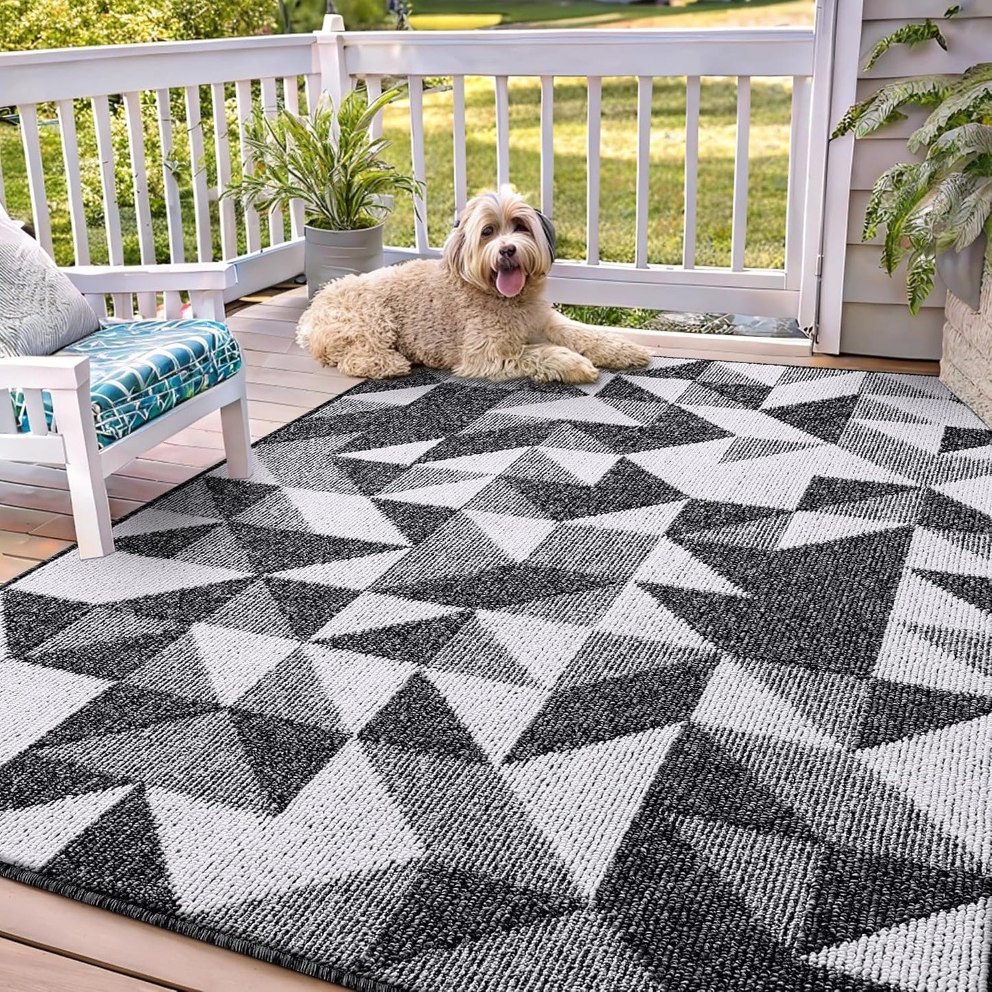 OLANLY Door Mat Indoor Entrance Washable 32x20, Odor-Free Low-Profile Front Back Geometric Doormat, Absorbent Resist Dirt Entry Carpet, Easy to Clean Sturdy Inside Floor Mats for Entryway, Black