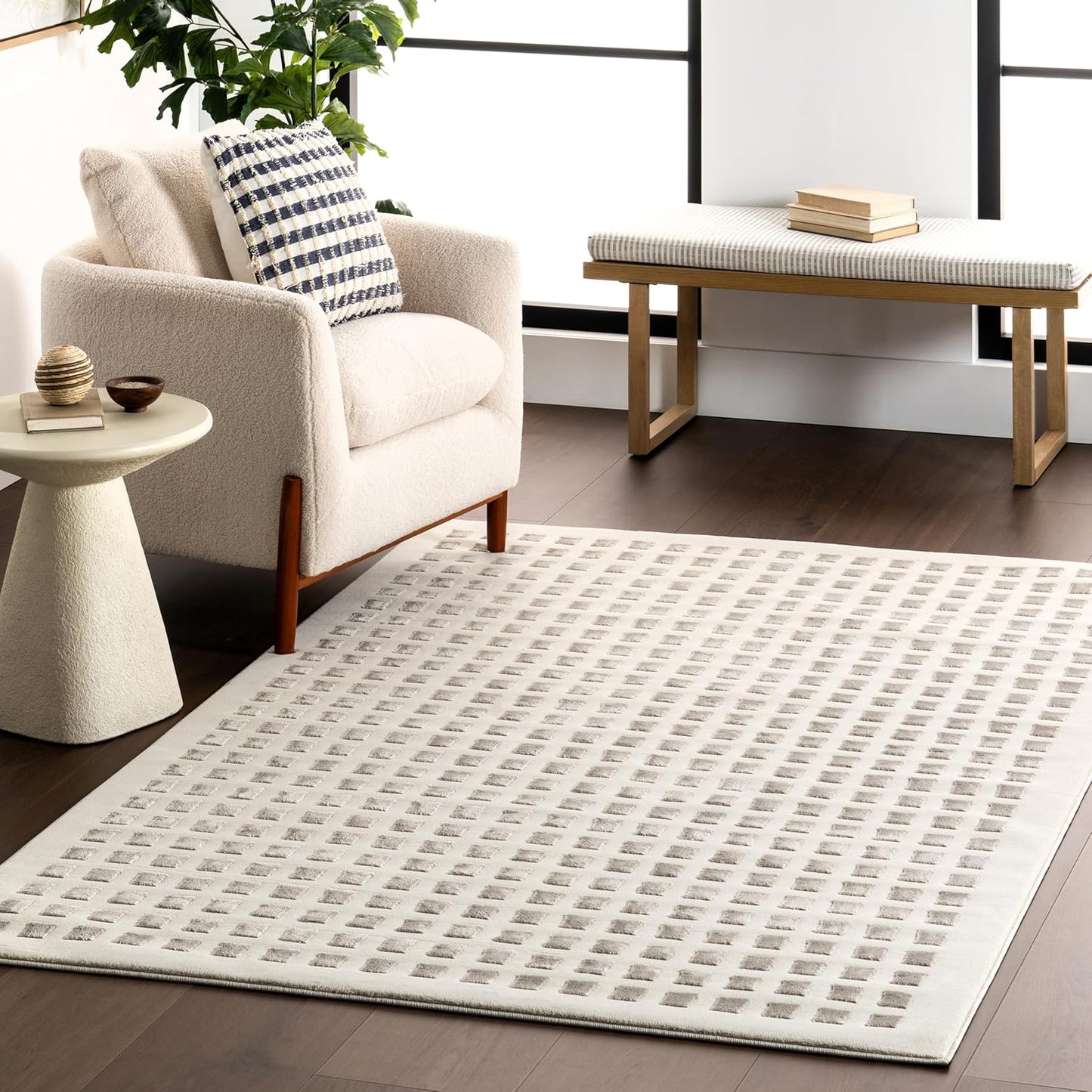 nuLOOM Alaiya Checkered 4x6 Machine Washable Area Rug for Living Room Bedroom Dining Room Kitchen, Green