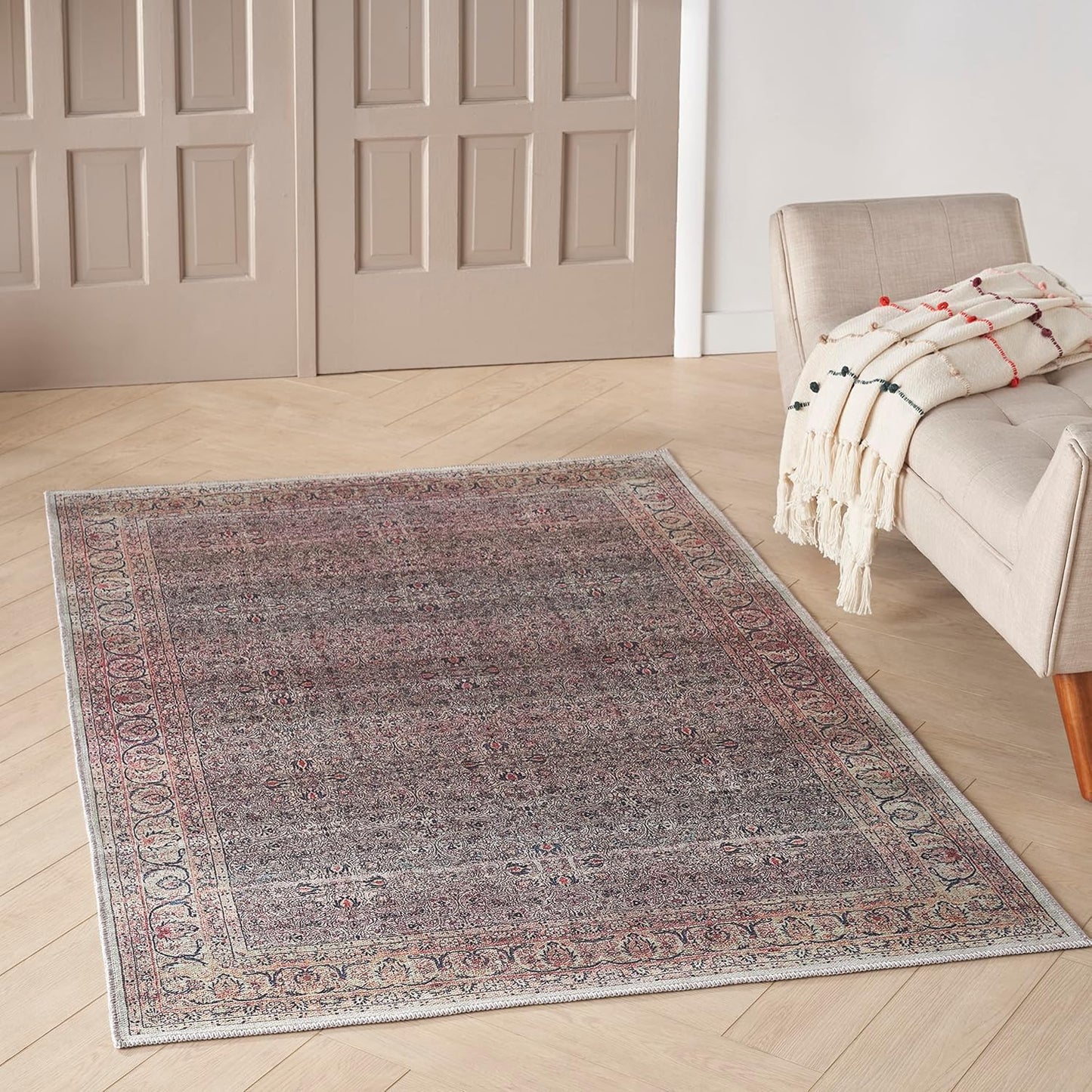 Nourison Home Nourison Brilliance Machine Washable Traditional Vintage Ivory/Brick 5'3" x 7'3" Area-Rug-Easy-Clean, Non Shedding, Bed, Living, Dining Room, Kitchen (5x7), 7'10" x 9'10", Emerald