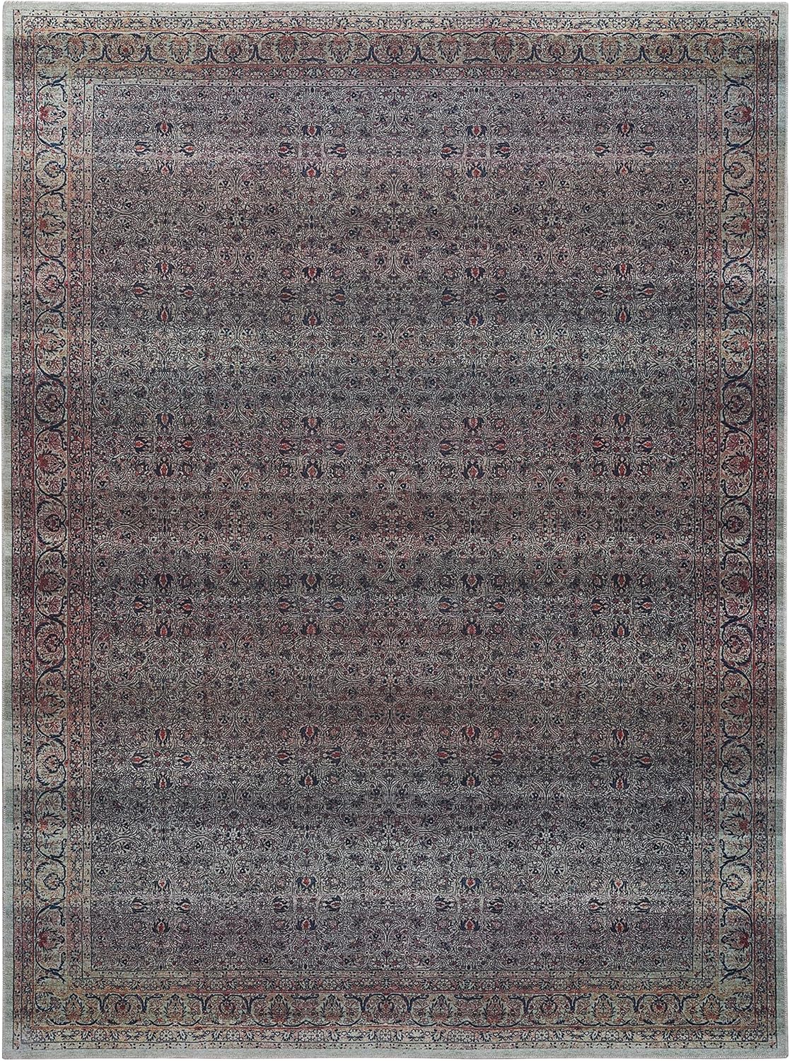 Nourison Home Nourison Brilliance Machine Washable Traditional Vintage Ivory/Brick 5'3" x 7'3" Area-Rug-Easy-Clean, Non Shedding, Bed, Living, Dining Room, Kitchen (5x7), 7'10" x 9'10", Emerald